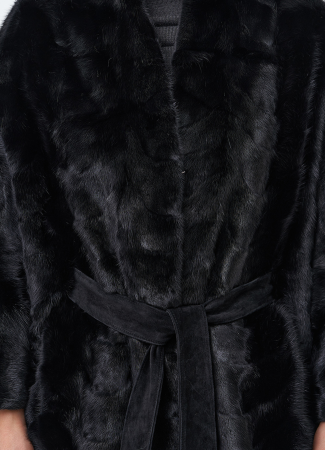 Длинная шуба из норки модель № 29064 в кредит