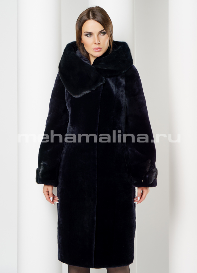 Шуба мутон модель № S-608 меха малина