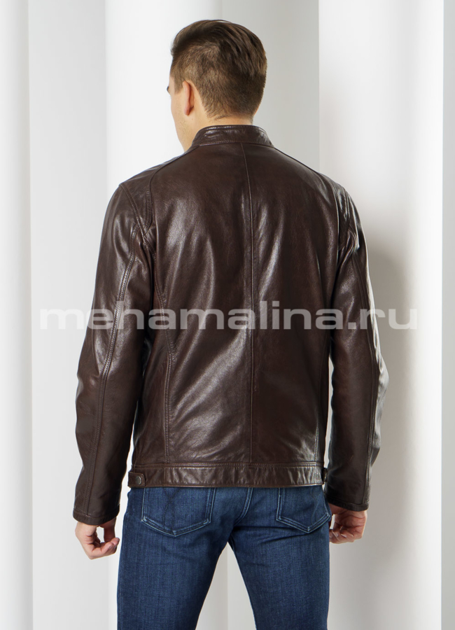 Современная кожаная куртка  модель № KP-204 в кредит