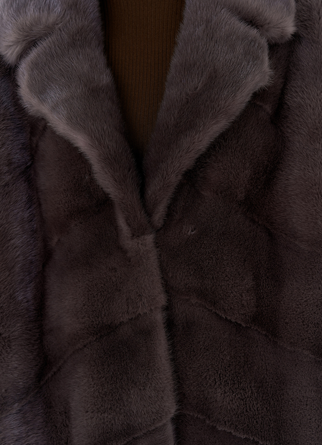 Норковая шуба с английским воротником  модель № 23816 в рассрочку