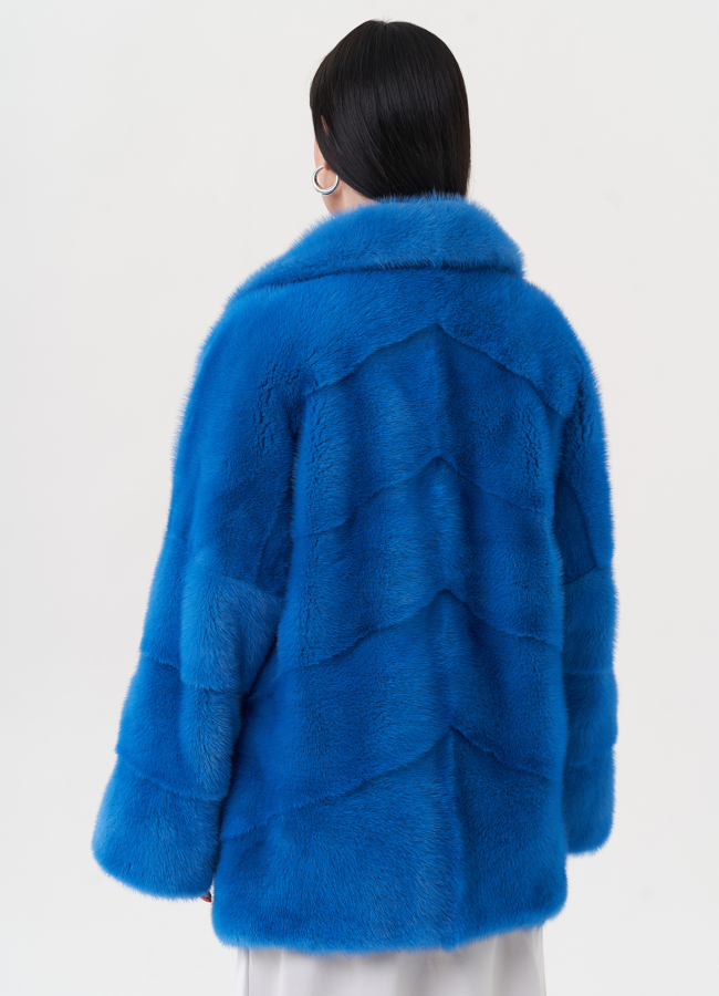 Укороченная норковая шуба с английским воротником модель № 26643 универмаг малина