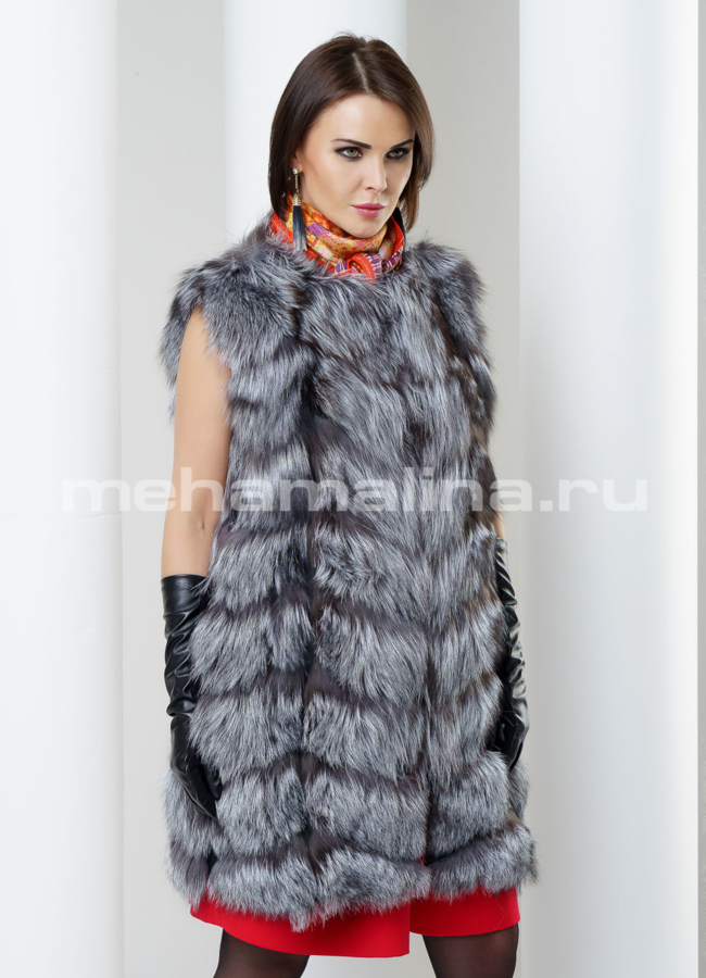Жилет из чернобурки модель № M-112 универмаг малина