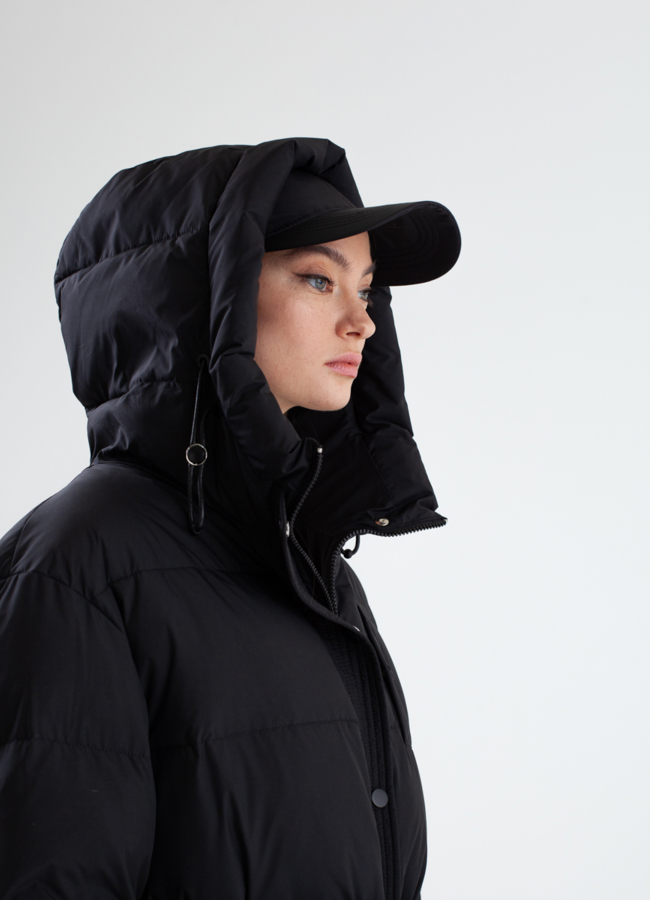 Женский пуховик черного цвета модель № 23340 универмаг малина