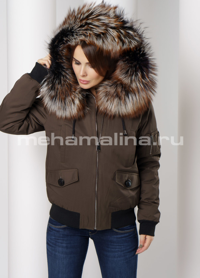 Парка модель № П-296 меха малина