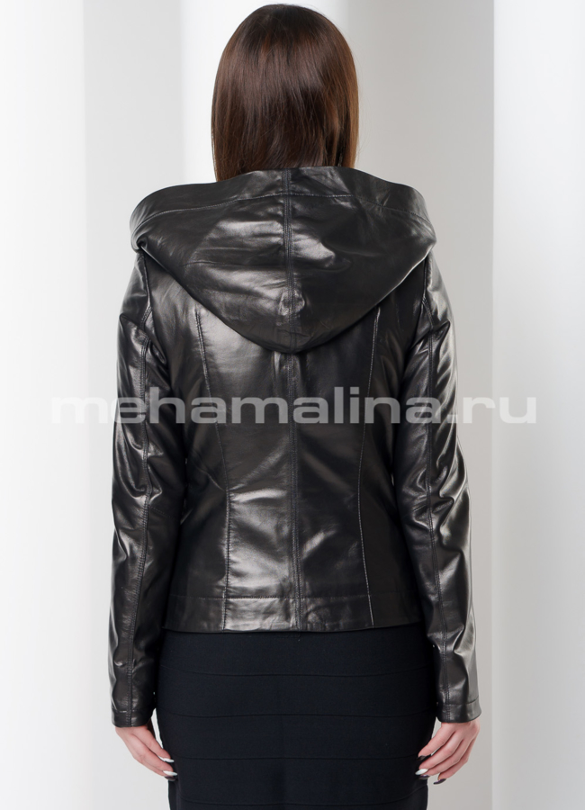Черная кожаная куртка модель № K-400 в кредит