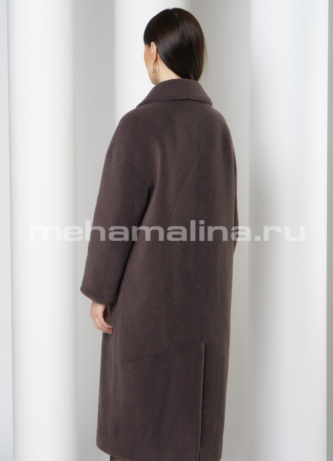 Пальто из эко меха с английским воротником на пуговицах  модель № 813 в кредит