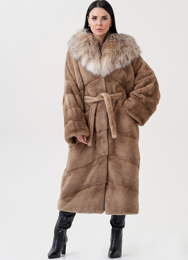 Норковая шуба с рысью модель № 23079 универмаг малина