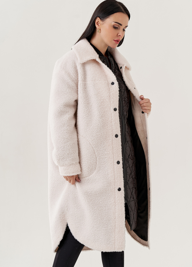 Пальто 2 в 1 из искусственного меха  модель № 79220 в рассрочку