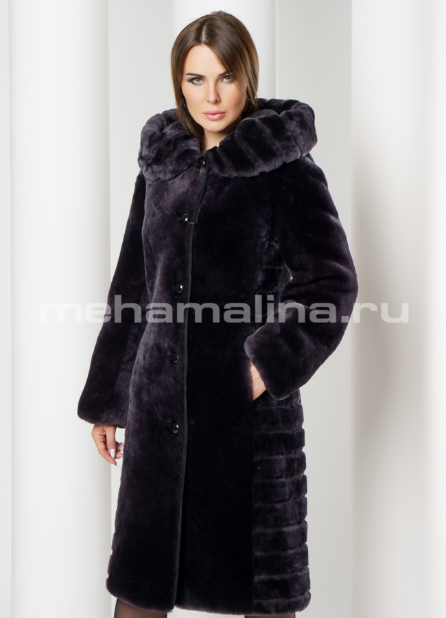 Шуба с капюшоном модель № S-606 универмаг малина