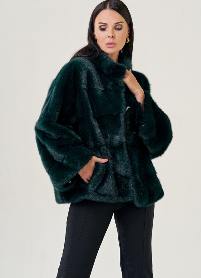 Куртка из норки в зеленом цвете модель № 23100 универмаг малина