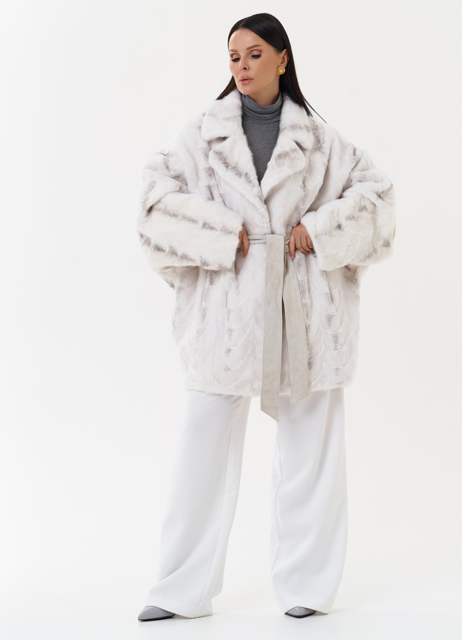 фото Шуба из скандинавской норки с английским воротником модель № 27635