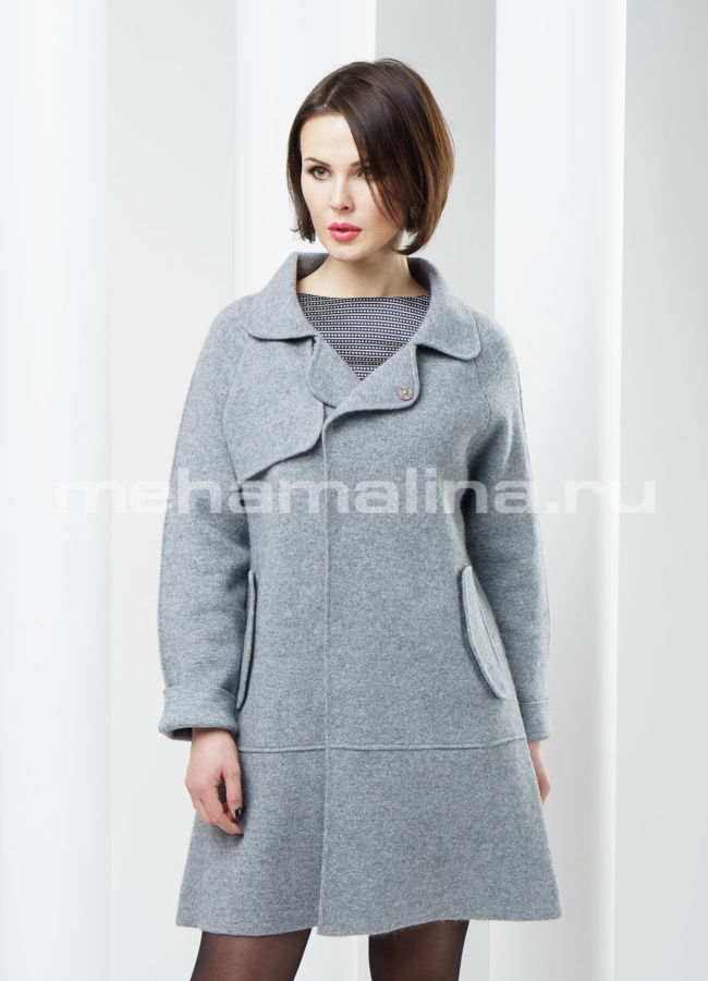 Пальто из кашемира модель №  BP-6 меха малина