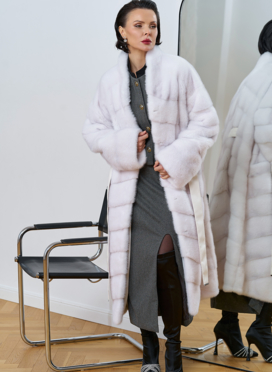 Шуба из меха норки с воротником шаль