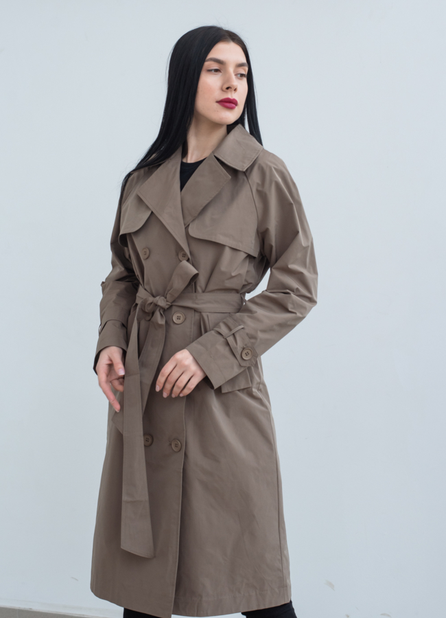 Плащ женский  модель № 22722 меха малина