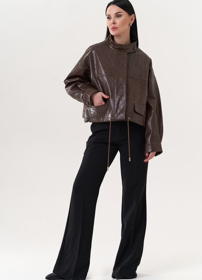 фото Кожаная куртка оверсайз модель № 26891