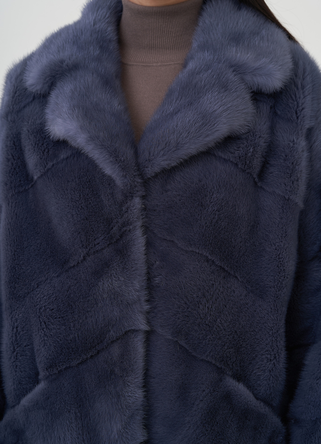 Шуба из норки с английским воротником  модель № 81030 в рассрочку