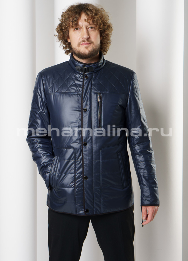 Куртка синего цвета на молнии и кнопках модель № 9123 универмаг малина
