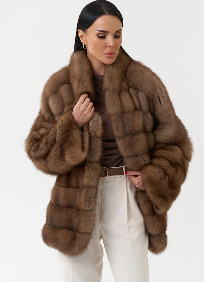 Шуба из куницы с воротником шаль модель № 30478 в кредит Шуба из куницы с воротником шаль модель № 30478 в кредит