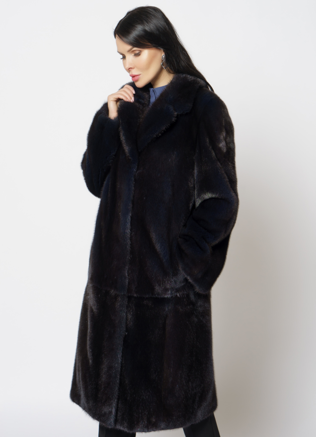 Норковая шуба с английским воротником модель № 16942 меха малина