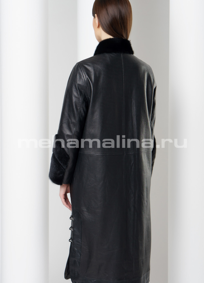 Плащ с отделкой из норки модель № K-434 в кредит