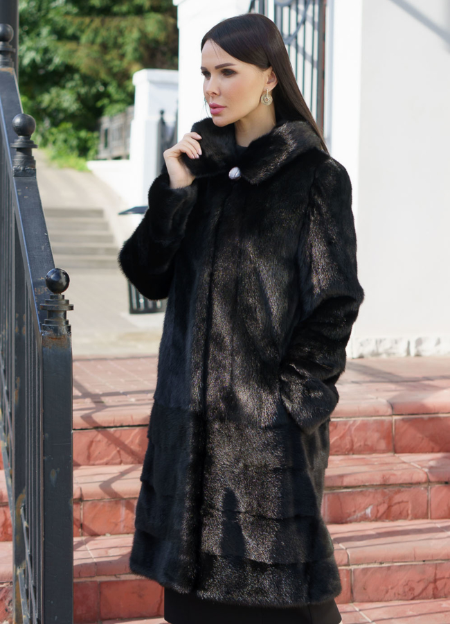 фото Норковая шуба с капюшоном  модель № 230