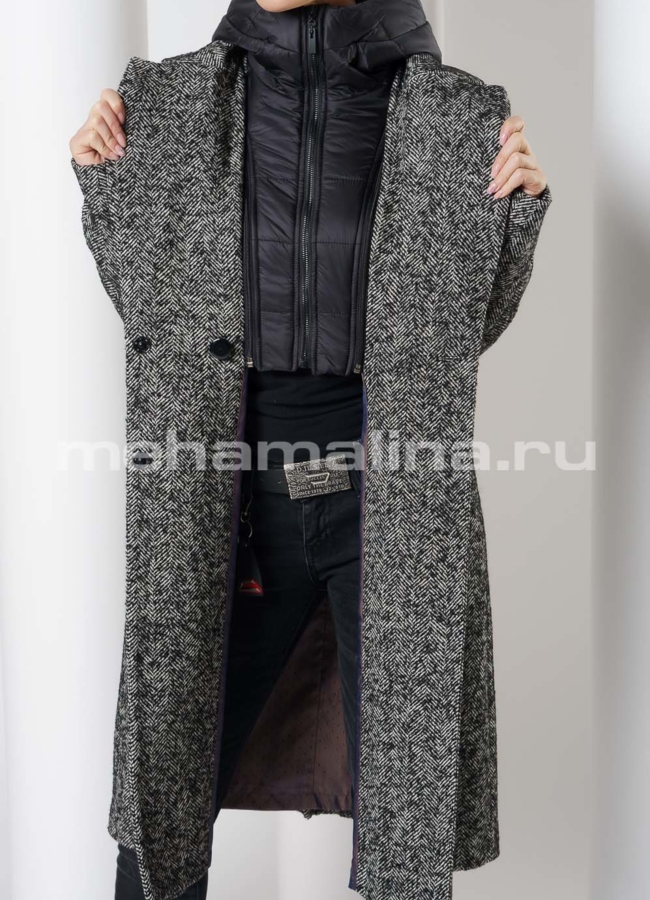 Расклешенное пальто на кнопках модель № 413 универмаг малина