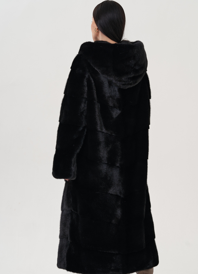 фото Шуба из норки с капюшоном  модель № 26049