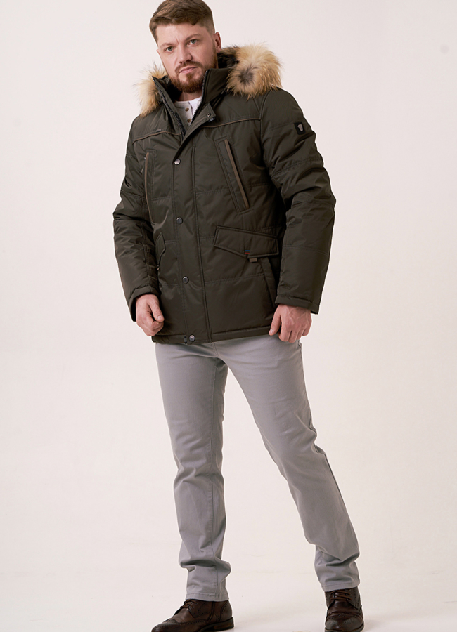 Мужская куртка с отделкой из енота модель № 0746 универмаг малина