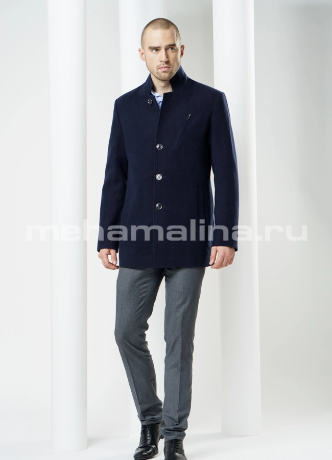 Пальто, цвет синий модель № PK-6 меха малина