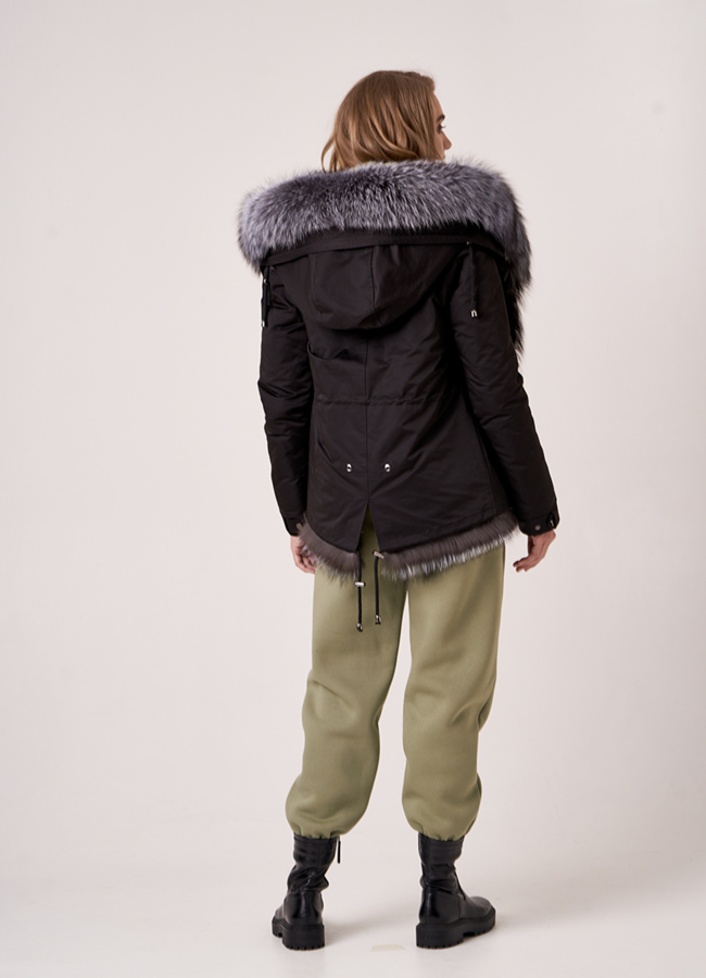 фото Укороченная парка с чернобуркой модель № 19096