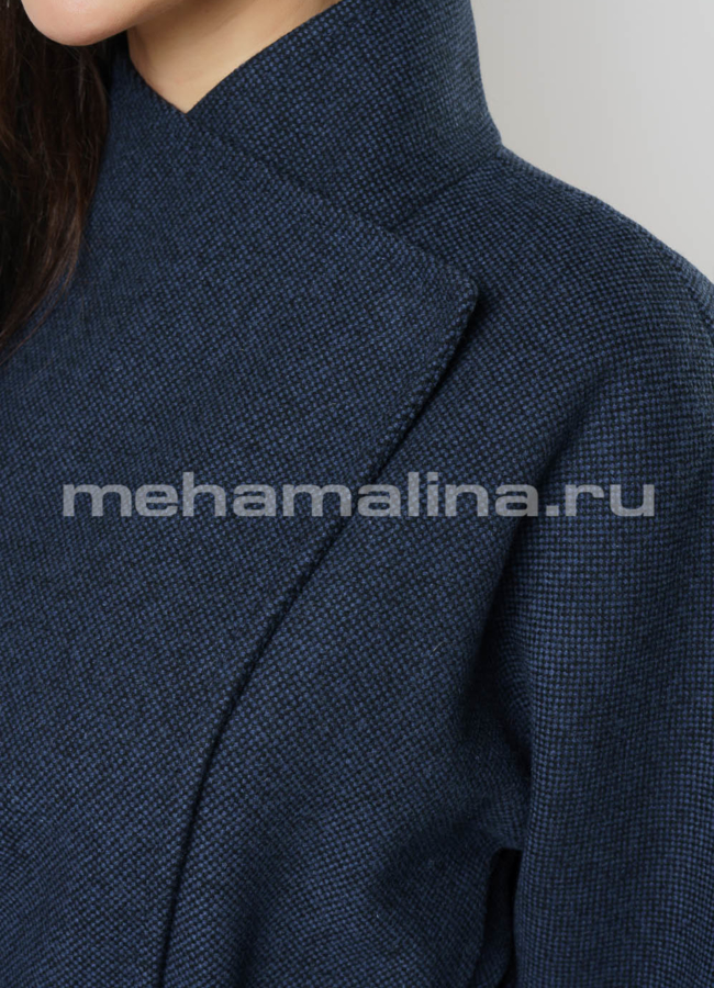 Пальто темно-синее с воротником, на кнопках, рукав 7/8 модель № 2463 универмаг малина