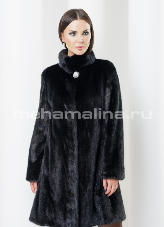Шуба из норки балетка модель № S-440 меха малина