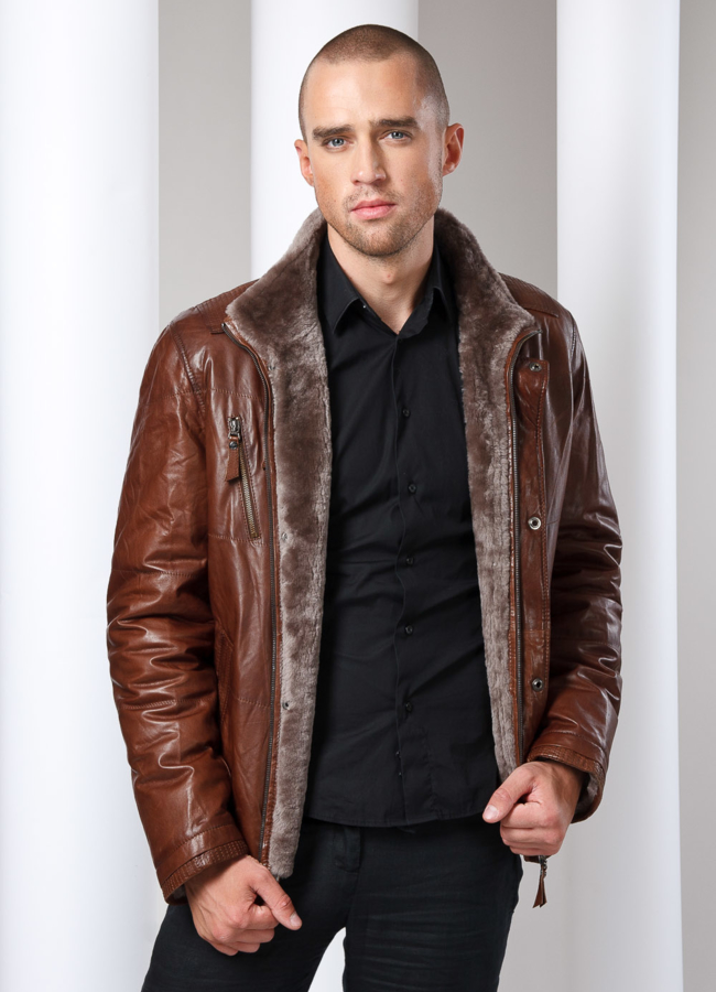 фото Дубленка кожаная (коричневая, черная) модель № DM-10