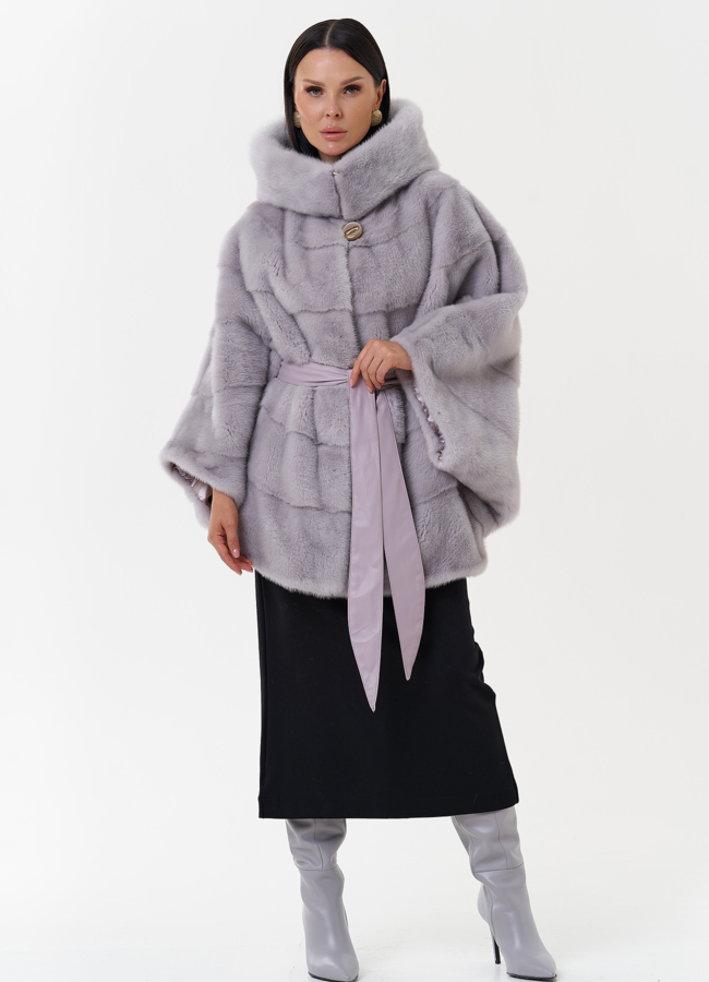 Шуба из меха норки с капюшоном модель № 27648 в кредит