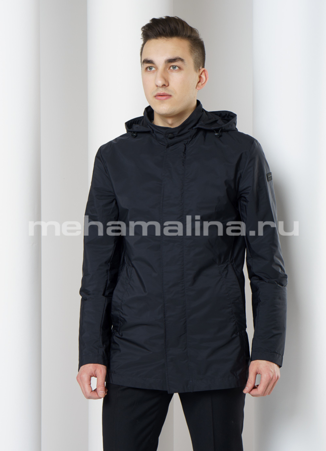 Удлиненная куртка на молнии со съемным капюшоном  модель № 5322 меха малина