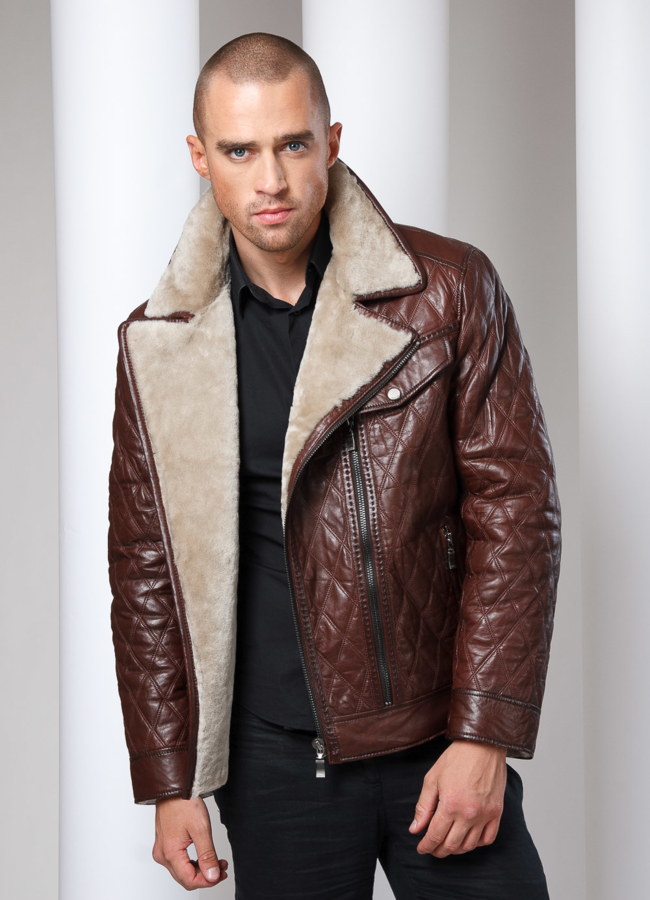 Дубленка модель № DM-2 меха малина