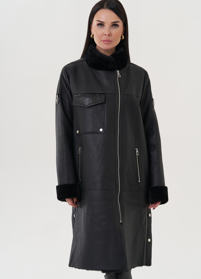 Дубленка женская с воротником стойка модель № 25909 меха малина Дубленка женская с воротником стойка модель № 25909 меха малина