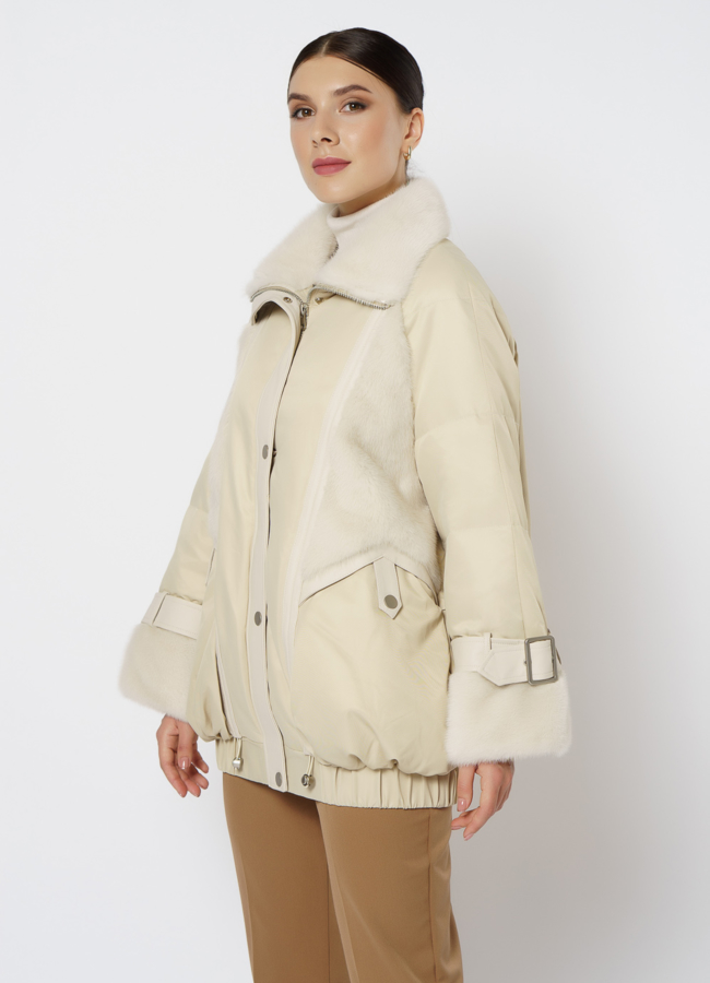 Женский пуховик с норкой модель № 20-078 универмаг малина