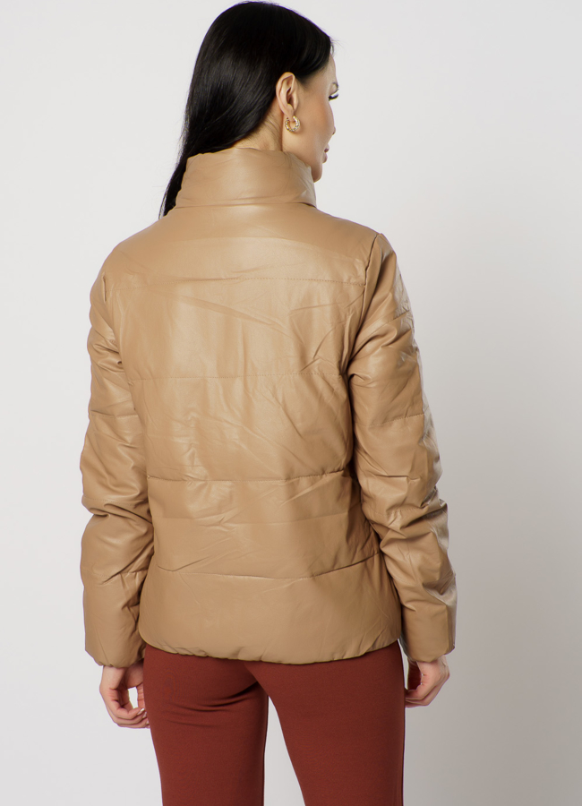 Женская куртка из эко кожи коричневого цвета модель № 20769 универмаг малина