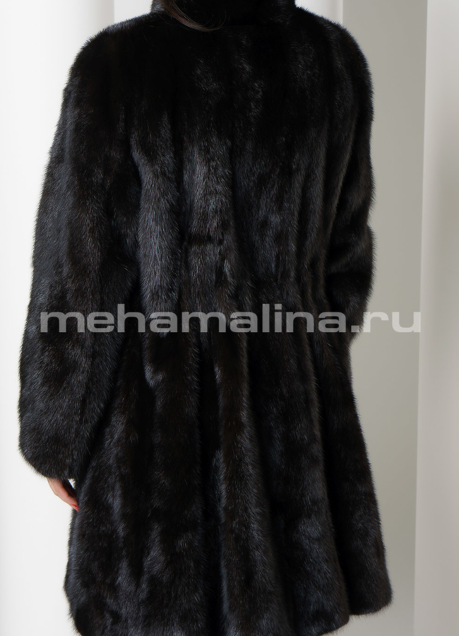 Норковая шуба с воротником стойка модель № S-739 универмаг малина
