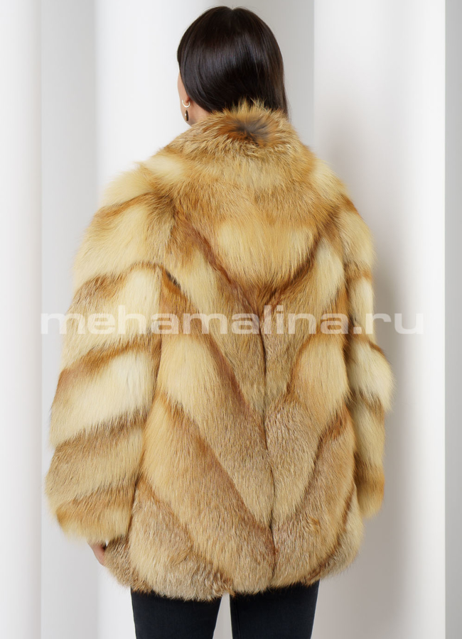 Шуба из лисы с воротником стойка  модель № S-736 в рассрочку