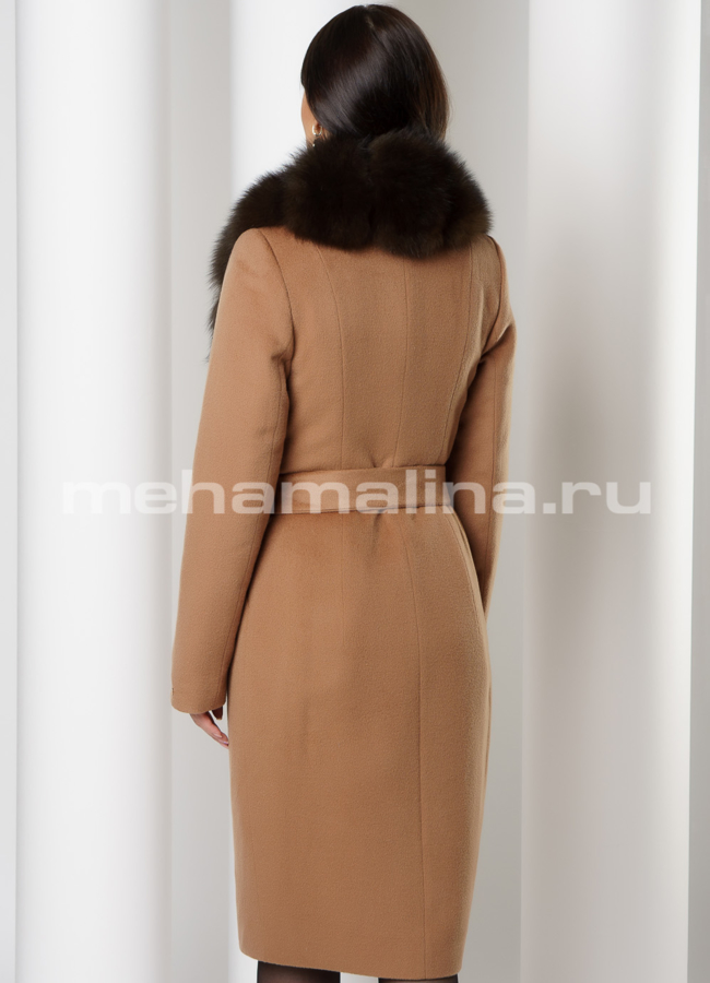 Зимнее пальто с английским воротником, цвет сафари модель № 04 в кредит