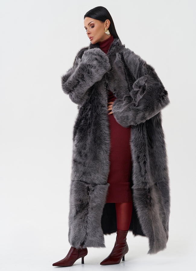 Двухсторонняя натуральная дубленка модель № 28421 универмаг малина