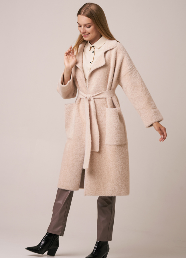 Светлый кардиган на поясе модель № 17956 универмаг малина