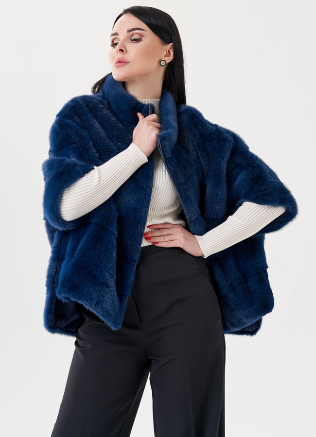 Короткая шуба из норки на молнии  модель № 21912 в рассрочку