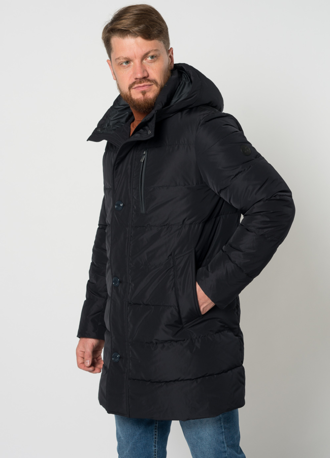 Пуховик мужской в синем цвете с капюшоном модель № 21568 в кредит