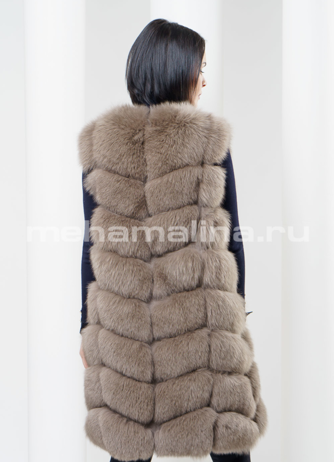 Удлиненный жилет из песца модель № S-361 в рассрочку