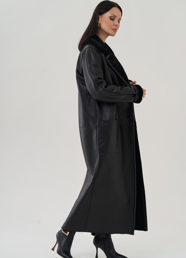 Женская дубленка с английским воротником  модель № 25288 универмаг малина