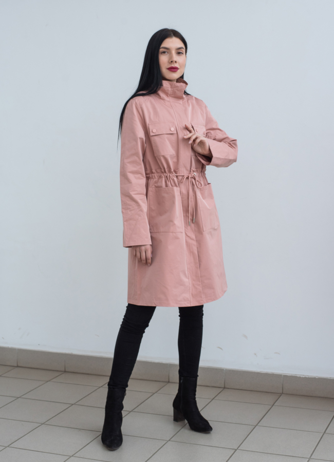 Плащ женский в пудровом цвете  модель № 22874 в рассрочку