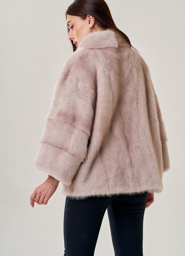 Куртка из норки в пудровом цвете модель № 78772 в кредит